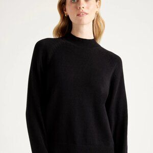 Quince Black Mock Neck Cotton Sweater S